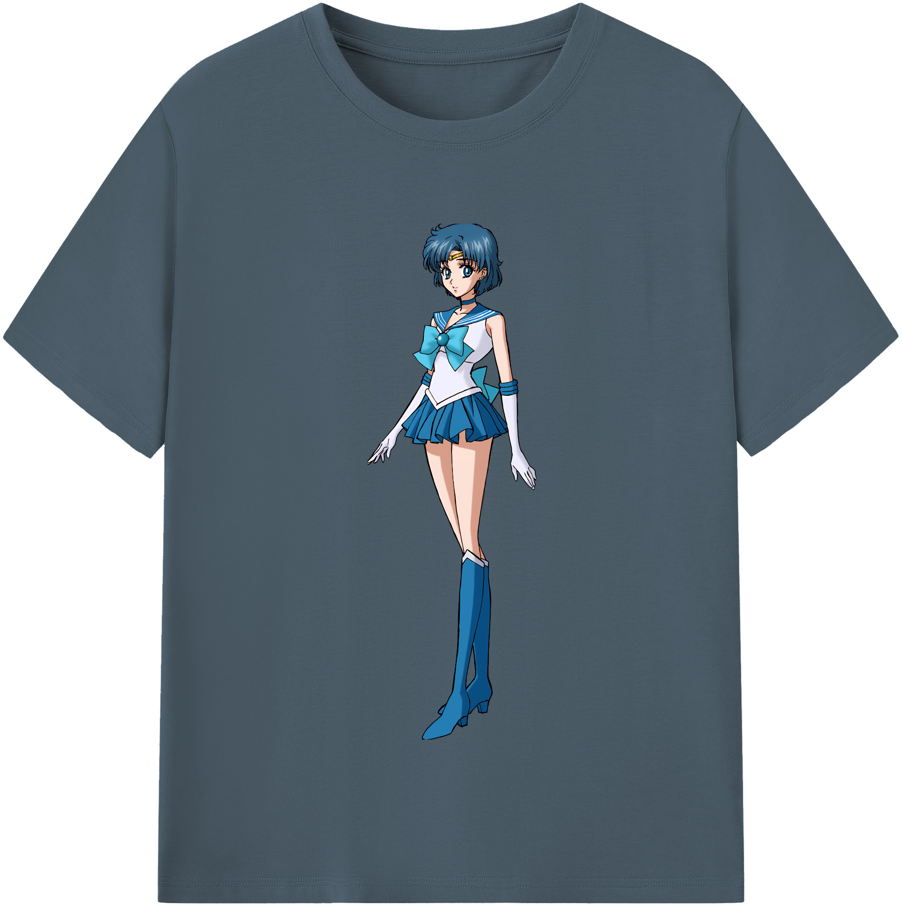 （画像用） 美少女戦士セーラームーン 水野 亜美 みずの あみ Sailor Moon Mizuno Ami 綿100％半袖Tシャツ（フロントプリント）